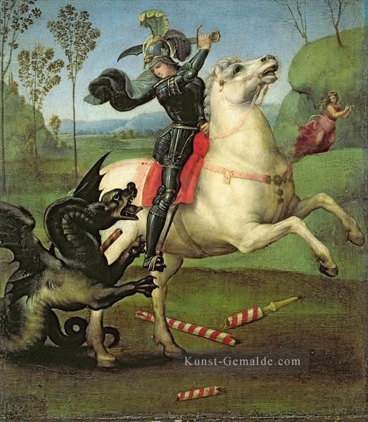 St George der Drache Renaissance Meister Raphael Ölgemälde